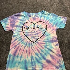 F.R.I.E.N.D.S Tie-Dye T-Shirt – Size S – Pastel Spiral Heart Design